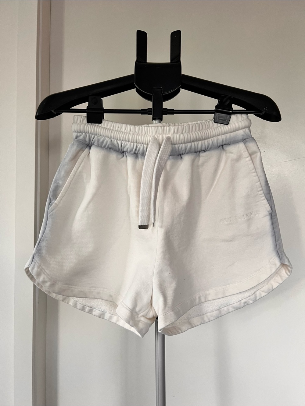 All Saints White Drawstring Athletic Shorts